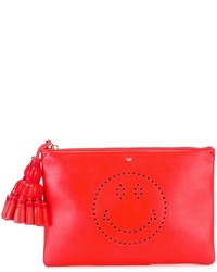 Red Geometric Leather Clutch