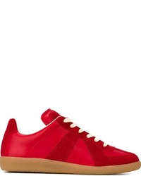 Red Geometric Leather Sneakers