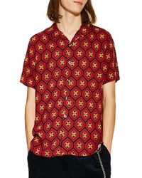 Red Geometric Short Sleeve Shirt