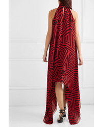 Gareth Pugh Asymmetric Printed Silk Chiffon Dress