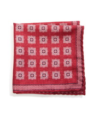 Red Geometric Silk Pocket Square