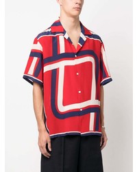 P.A.R.O.S.H. Geometric Print Short Sleeved Silk Shirt