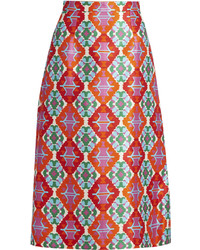 Andrew Gn Geometric Print Sateen Midi Skirt