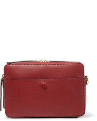 Anya Hindmarch Stack Leather And Suede Shoulder Bag Red