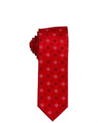 Brand Q Red Geometric Slim Neck Tie Pocket Square