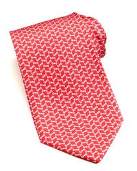 Salvatore Ferragamo Bow Tie Print Silk Tie Red