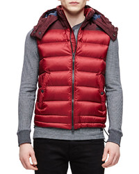 Burberry Brit Fitzroy Lightweight Puffer Vest With Hood Red