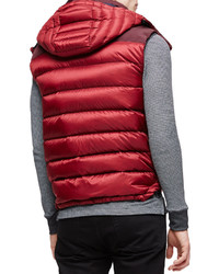 Burberry Brit Fitzroy Lightweight Puffer Vest With Hood Red