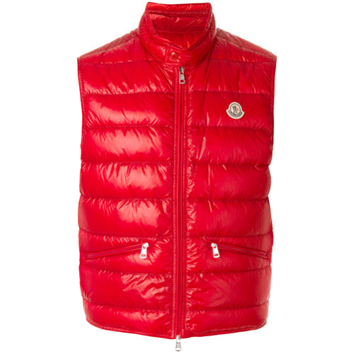 red moncler body warmer