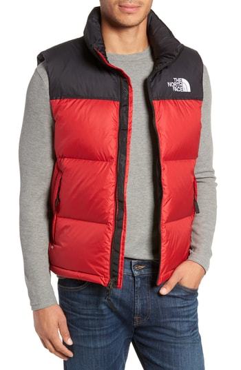 red north face body warmer