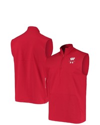 Under Armour Red Wisconsin Badgers Sideline Squad Coaches Quarter Zip Vest At Nordstrom