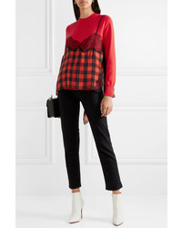 Preen by Thornton Bregazzi Caia Med Gingham Silk Jacquard And Wool Blend Sweater