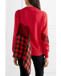 Preen by Thornton Bregazzi Caia Med Gingham Silk Jacquard And Wool Blend Sweater
