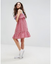 Reclaimed Vintage Inspired Gingham Dress With Ribbon Tie Straps