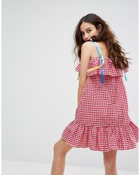 Reclaimed Vintage Inspired Gingham Dress With Ribbon Tie Straps