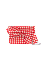 Red Gingham Leather Clutch