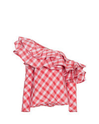 Red Gingham Long Sleeve Blouse