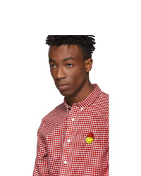AMI Alexandre Mattiussi Red And White Smiley Edition Oxford Shirt