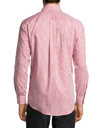 Neiman Marcus Trim Fit Gingham Check Sport Shirt Red