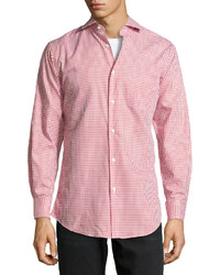 Neiman Marcus Trim Fit Gingham Check Sport Shirt Red