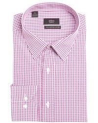 Alara White And Red Gingham Check Cotton Point Collar Dress Shirt
