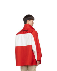 Balenciaga Red And White Zip Up Jacket