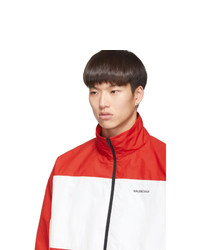 Balenciaga Red And White Zip Up Jacket