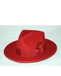 Ferrecci Red Wool Fedora Hat