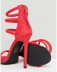 Missguided Rounded Four Strap Barely There Heeled Sandals