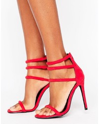 Missguided Rounded Four Strap Barely There Heeled Sandals