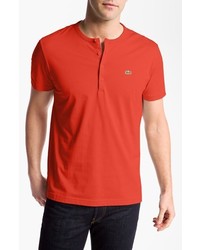 Lacoste Short Sleeve Henley T Shirt Lust Red 3