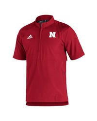 adidas Scarlet Nebraska Huskers 2021 Sideline Roready Short Sleeve Quarter Zip Jacket At Nordstrom