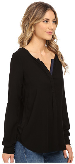 Three Dots Sonia Contrast Henley, $52 | 6pm.com | Lookastic