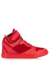 Balenciaga High Top Velvet Leather And Neoprene Trainers