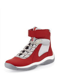 Prada Punta Ala High Top Sneaker Red