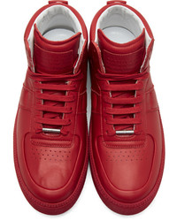 Maison Margiela Red Chunky Sole High Top Sneakers