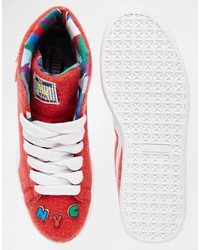 Puma X Dee And Ricky Basket Mid Sneakers In Red 36008501