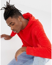 Pull&Bear Chenille Hoodie In Red