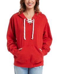 Fire Red Lace Up Pullover Hoodie
