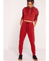 Missguided Stripe Jogger Red