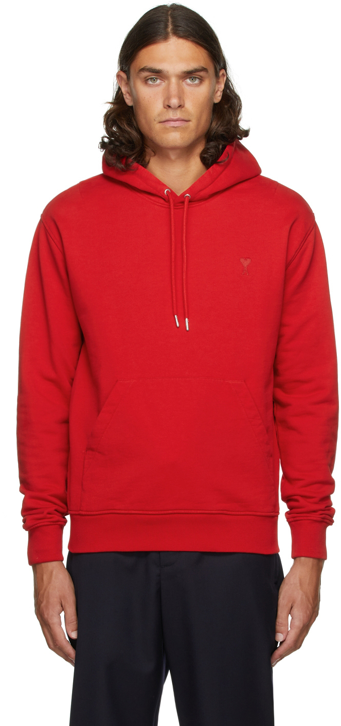 AMI Alexandre Mattiussi Red Ami De Cur Hoodie, $305 | SSENSE | Lookastic