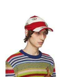 Gucci Red And Off White Gg Cap