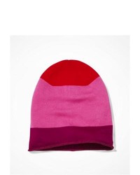 Express Striped Slouchy Knit Beanie Pink