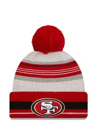 New Era Grayscarlet San Francisco 49ers Cuffed Knit Hat With Pom At Nordstrom