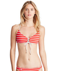 Red Horizontal Striped Bikini Top