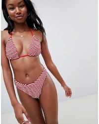 ASOS DESIGN Mix And Match Crinkle Triangle Bikini Top In Stripe