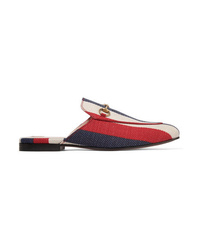 Red Horizontal Striped Canvas Loafers