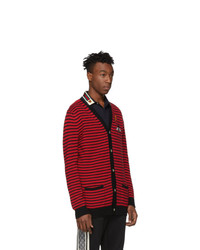 Gucci Red And Black Striped Cardigan