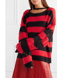 TRE by Natalie Ratabesi Love Distressed Striped Cashmere Sweater