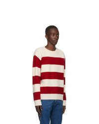 Gucci Red And Off White Stripe Gg Sweater